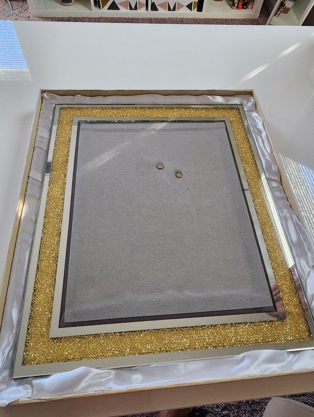 Oleg Cassini 8x10 Mirrored Crystal Photo Frame – Gold Tone